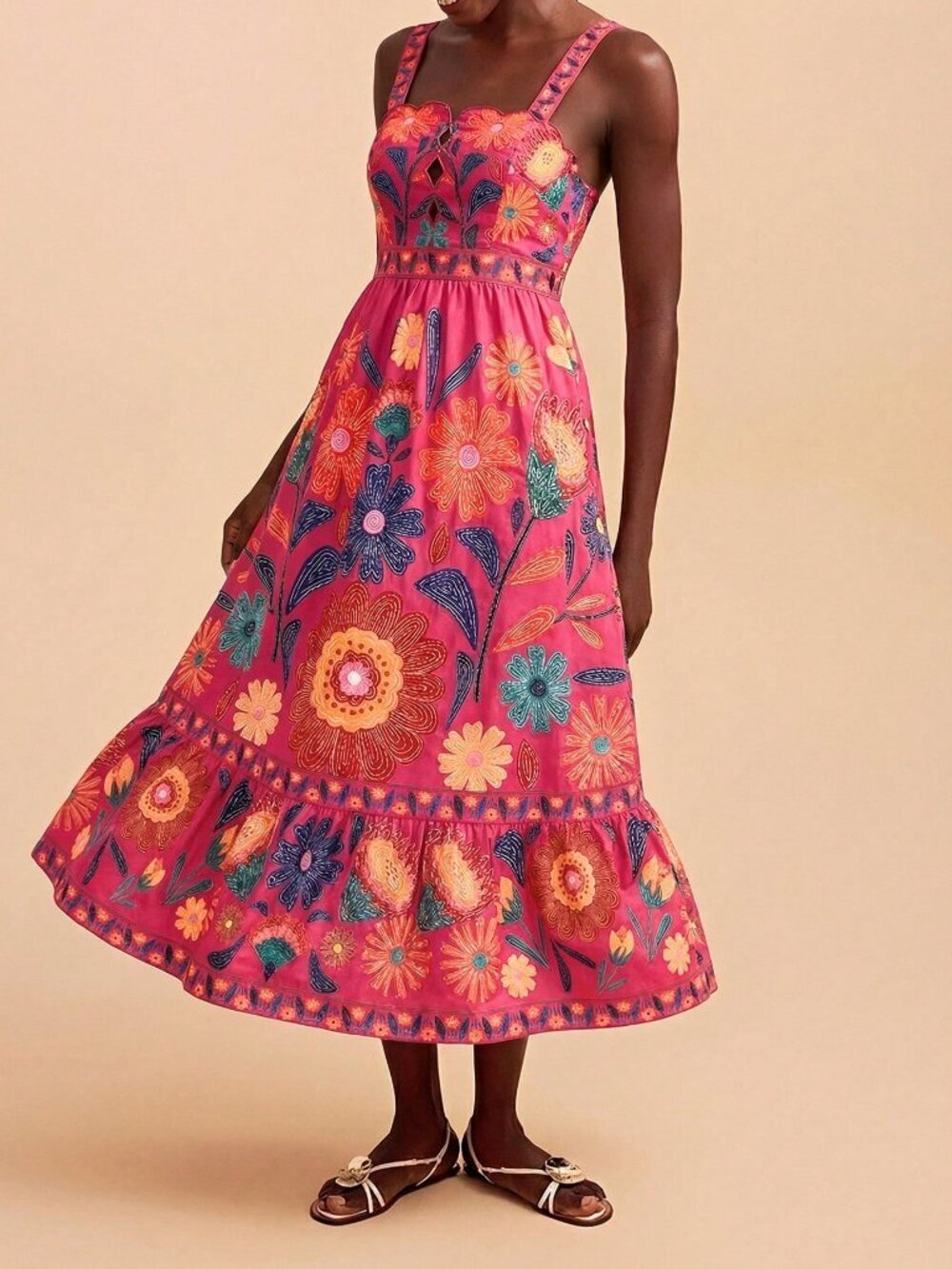 Hot Pink Boho Cami Sleeveless Women's Long Dress